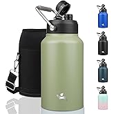 Konokyo Jug with Handle,87 oz Insulated Water Bottle with Carrying Pouch, Double Wall Vacuum Stainless Steel Metal Bottle,Camp Green