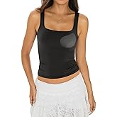 EasyGala Womens Padded Double Lined Tank Tops Square Neck Built in Bra Crop Tops Low Back Fitted Sleeveless Summer Outfits