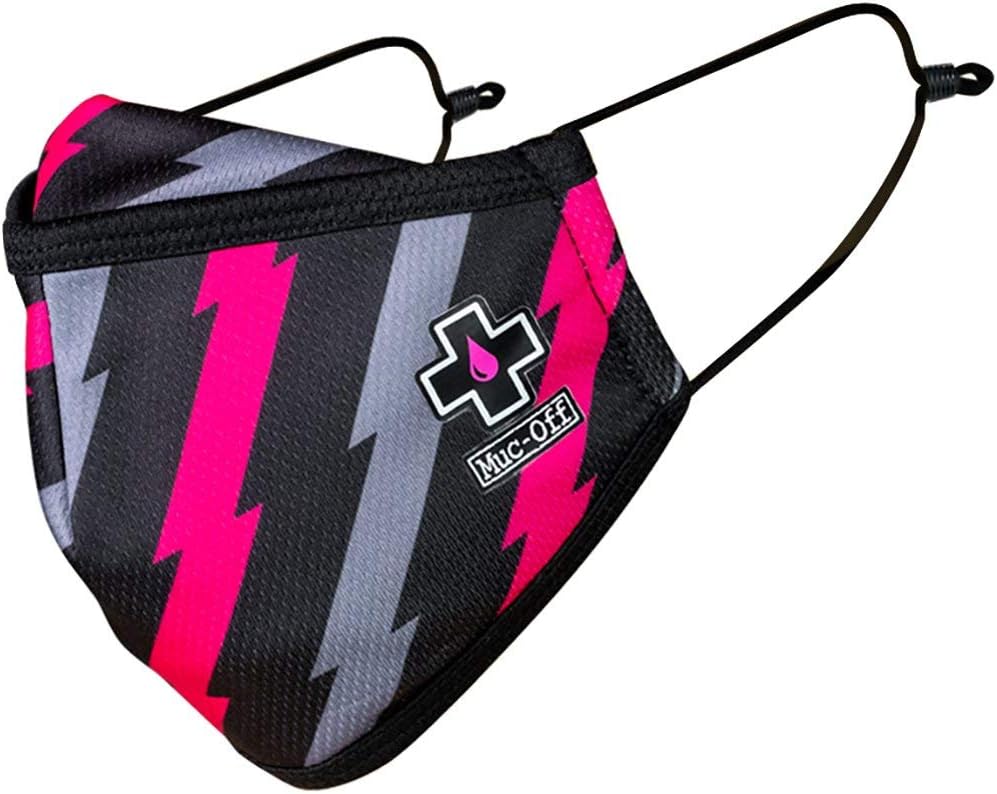 Muc-Off Bolt Face Mask, Large - Reusable Face Mask with Filter, Washable Face Covering - Adjustable Cotton Mask for Men and Women