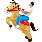 DIKYM Inflatable Horse Costume Adults Inflatable Cowboy Riding Horse Costumes Adult Ride on Costume for Men Women