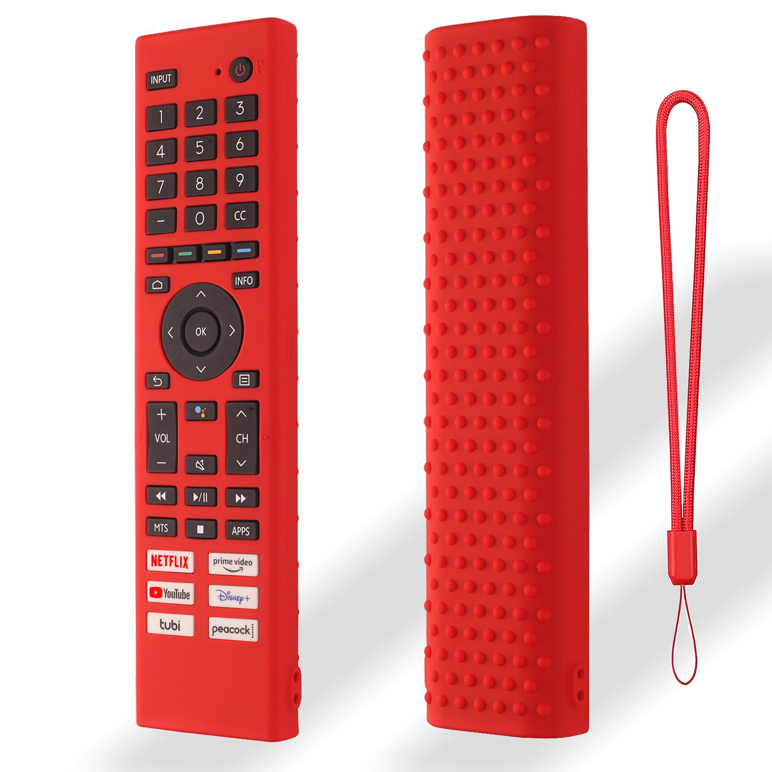Silicone Remote Cover for Hisense ERF3C80H,ERF3E80H,ERF3B80H,ERF3D80H Remote Control Protective Case Cover Shockproof Sleeve with Lanyard (Red)