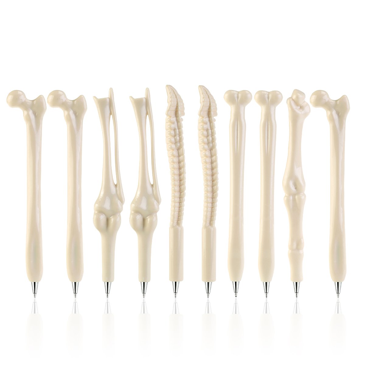 FENICAL 10pcs Novely Bone Design Ballpiont Pens with Black Ink for Artist, School, Office