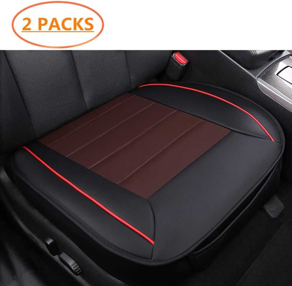 HONCENMAX Car seat Cover Cushion Pad Mat Protector for Auto Supplies for Sedan Hatchback SUV PU leather - Without Backrest - 2 Pack Front Seat Cover