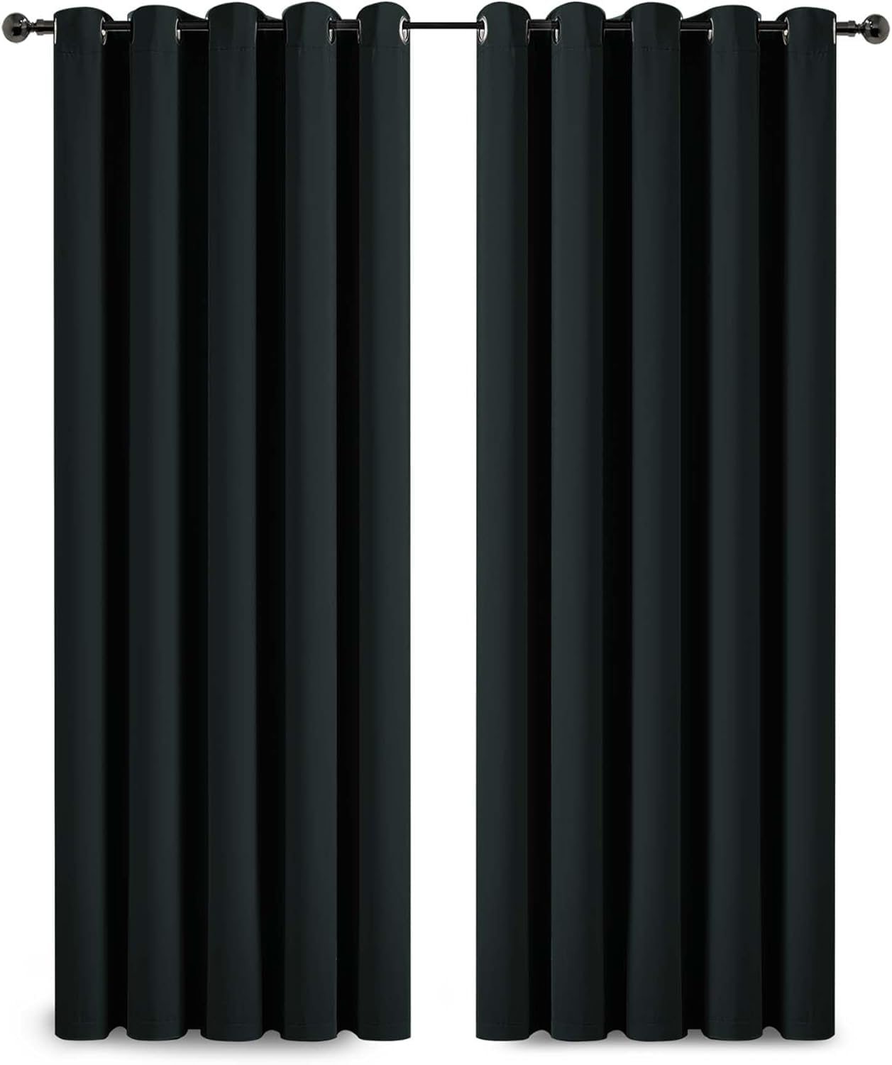 Yorkshire Bedding Blackout Curtains Ring Top for Bedroom 46x54 Inch Thermal Insulated Black Curtains Room Darkening Panels + 2 Tiebacks — image 1