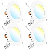 Sunco Retrofit LED Recessed Lighting 6 Inch, Can Lights for Ceiling, 1200 LM, 15W, Selectable CCT 2700K/3000K/4000K/5000K/6000K, Dimmable, Ultra Thin Flat Light Fixture UL 4 Pack.