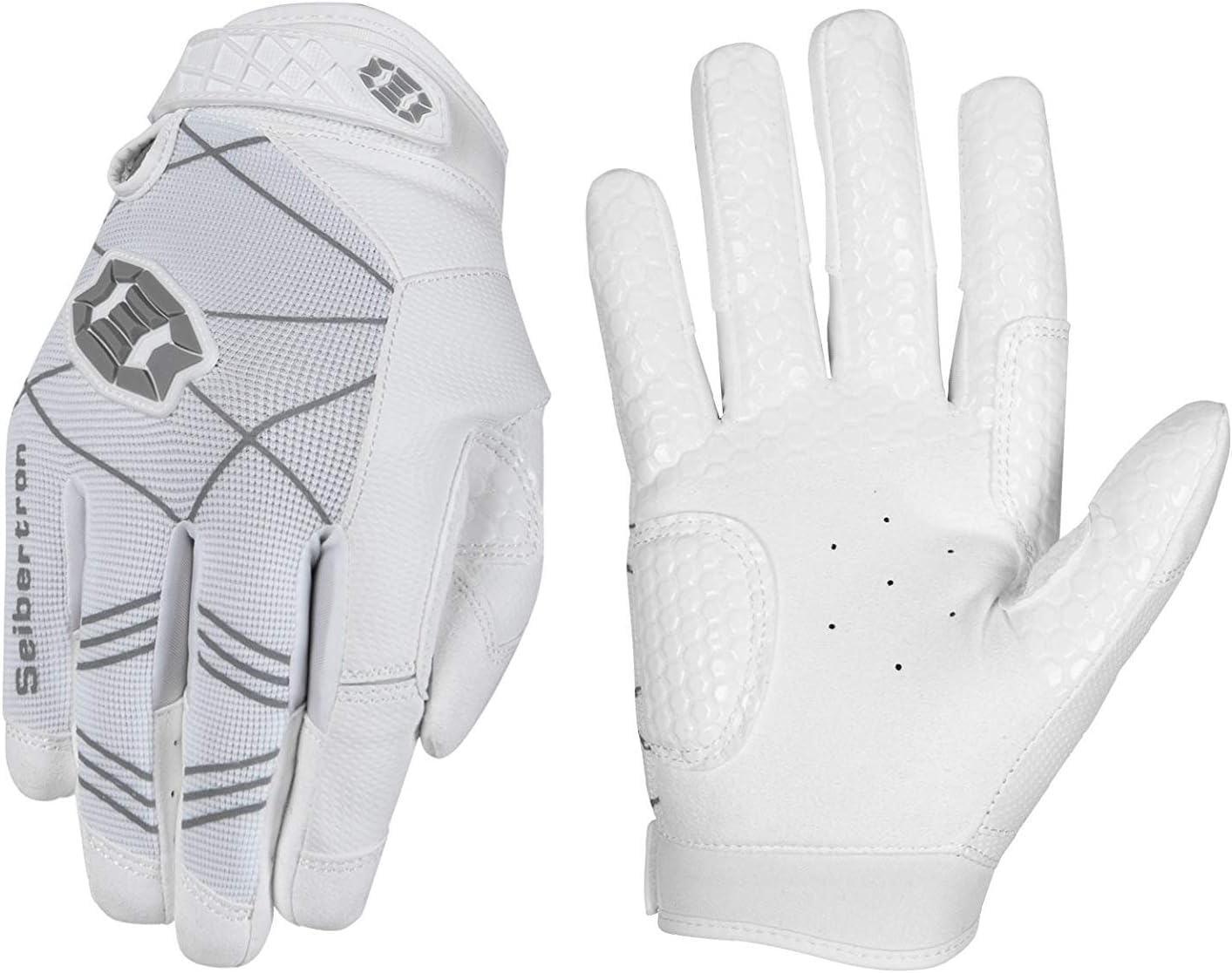Seibertron B-A-R PRO 2.0 Signature Baseball/Softball Batting Gloves Super Grip Finger Fit For Adult White XS