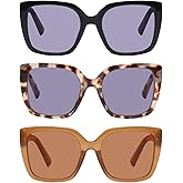 DOOViC 3 Pack Oversized Reading Glasses for Women Blue Light Blocking Square Stylish Computer Readers