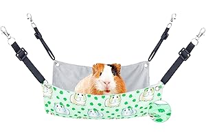 BESNEW Enlarged Guinea Pig Hammock,Summer Guinea Pig Cage Accessories Ferret Rat Waterproof Hanging Hammock for Small Animals Hiding Sleeping,Adjustable Length 13.8x13.8 in
