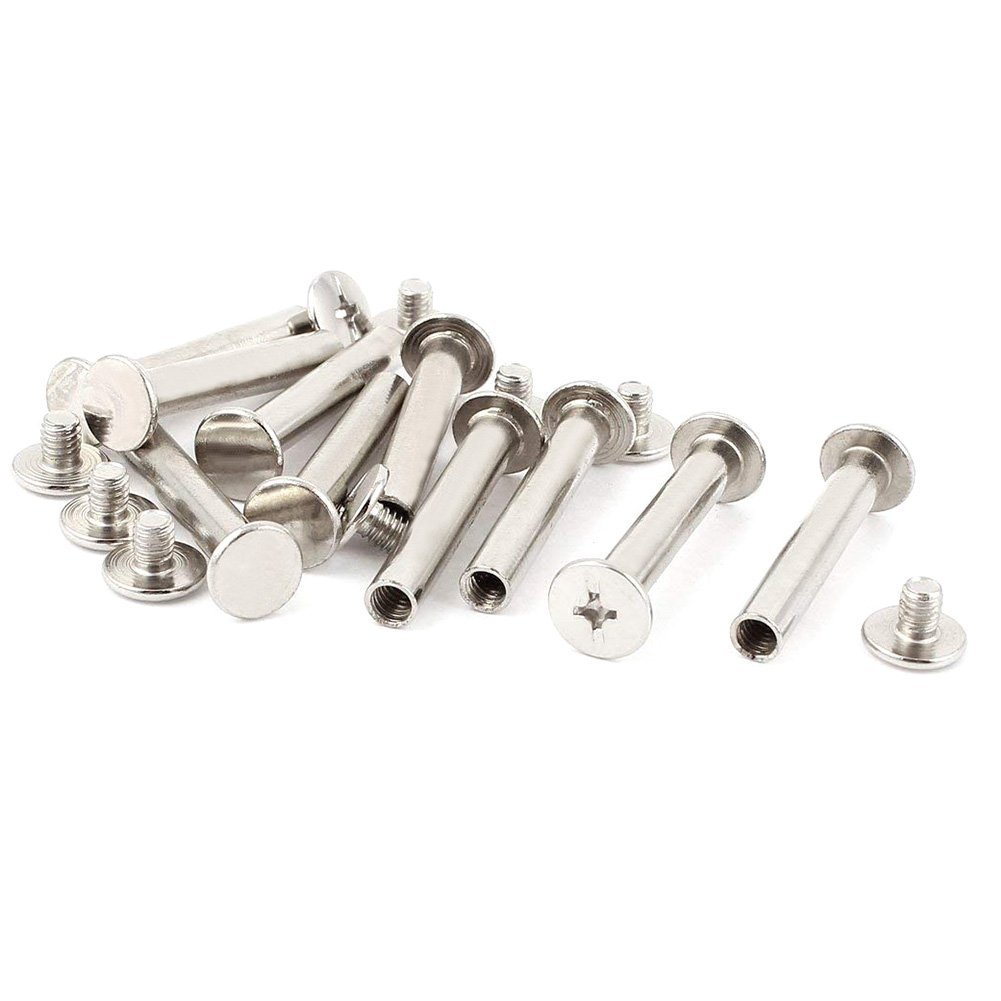 INCREWAY 30 Sets Binding Chicago Screws, 5mm x 30mm Nickel Plated Binding Screw Binder Post, Silver Tone