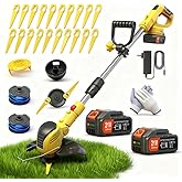 Weed Wacker Cordless,21V Electric Weed Cordless Eater Battery Powered with 2 x 4.0Ah Batteries, Edgers for landscaping/Electric Grass Trimmer/Garden Tools, Adjustable Control Lever