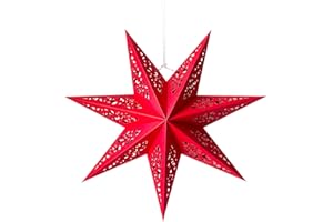 YEEKEA Hollow Out Paper Star Lantern Hanging Star Lampshade Decoration for Halloween Christmas Holiday Party Celebration (Red)