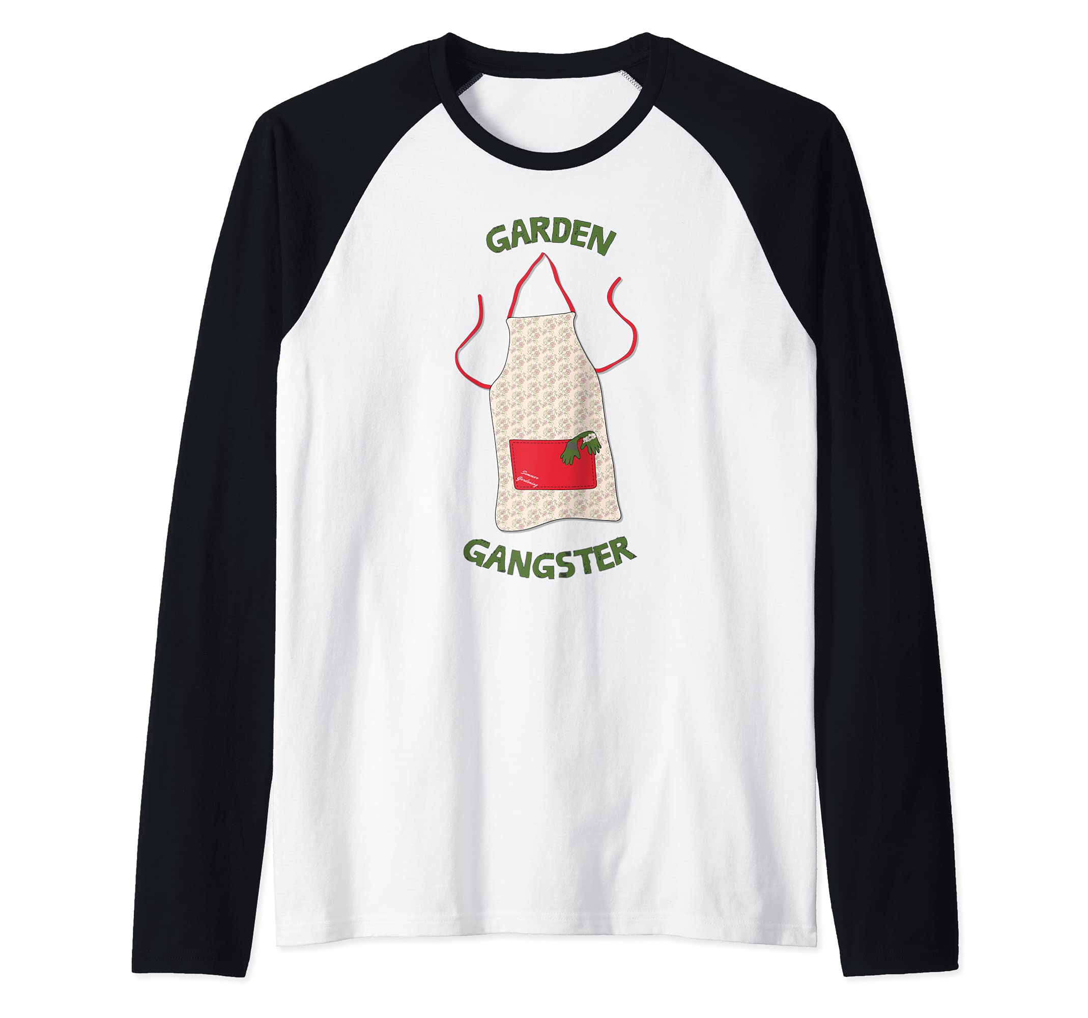 Garden Gangster Funny Woman Gardening Apron Kids Men Plants Raglan Baseball Tee
