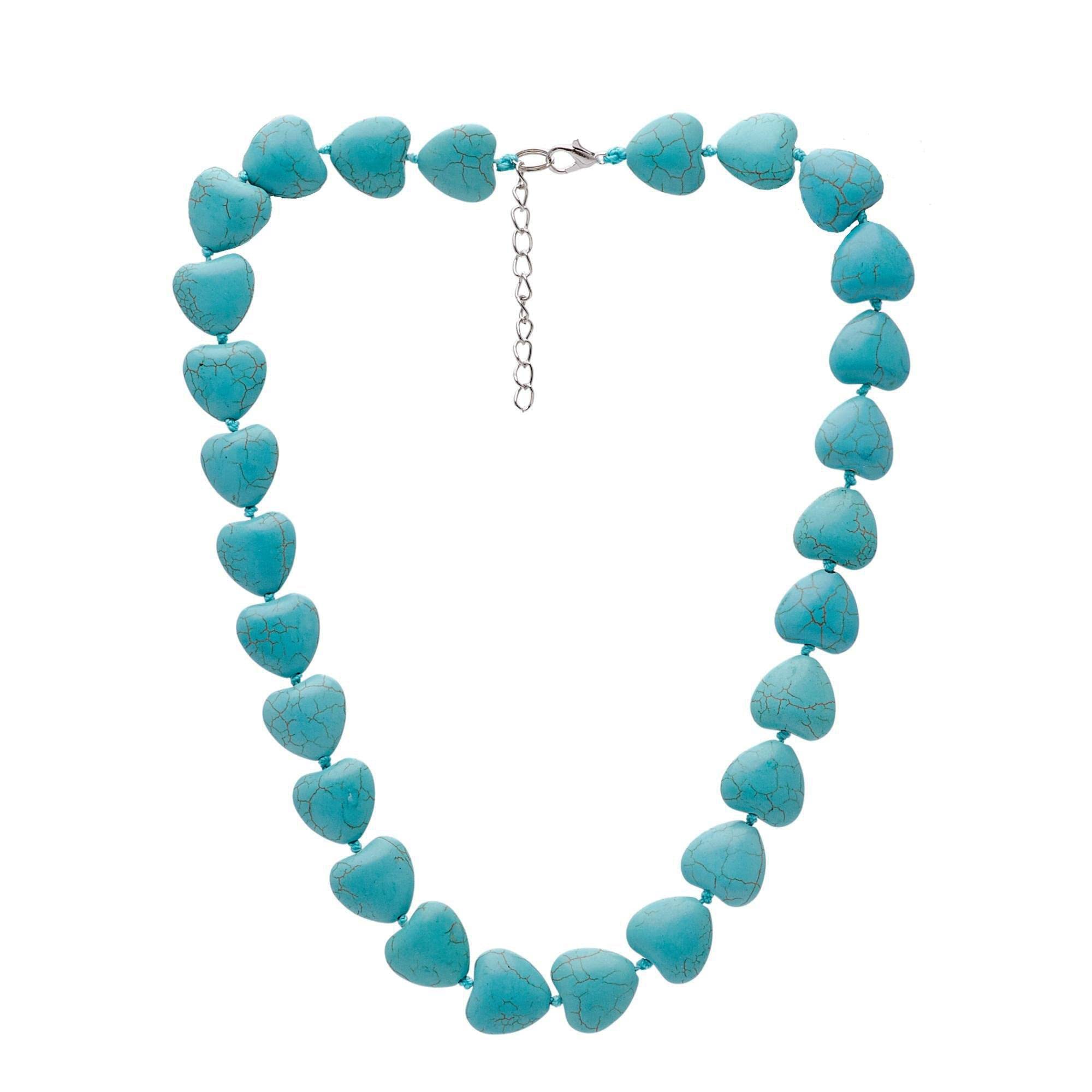 Treasure Bay Women's Heart Shape Blue Turquoise Gemstone Necklace