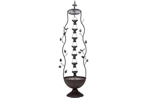 Alpine Corporation MAZ256 Indoor/Outdoor Floor Vintage Hanging 7-Cup Tiered Water Fountain, Rustic Waterfall, 41", Bronze