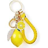 Yoxiumi Lemon Bag Charm Gifts for Women Lemon Keychain Fruit Keychain Yellow Crystal Rhinestone Key Chain Fruit Keyring for Purse Bag Backpack Car Jewelry Gift for Girls Friends Family Accessories