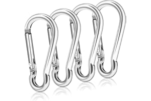 BONWIN Flag Pole Ring Replacement Carabiner Clips | 4 Pcs Aluminum Alloy Flag Pole Clip Spring Snap Hooks for Grommeted Flag | Replaceable Flagpole Hardware Accessories for Any Flagpole Rings (Silver)