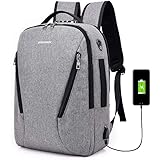 AlwaySky Unisex Canvas USB Interface Charging Backpack Large Capacity Travel Anti-Theft Multi-Function Laptop Bag Schoolbag