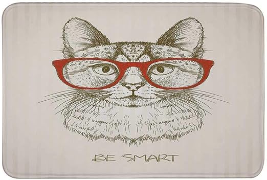 Kinhevao Katze rutschfeste Türmatte, Vintage-Stil Domestic Feral mit