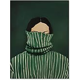 Haitunone Emerald Green Feminine People Wall Art Retro Abstract Stripe Poster Funky Minimalist Eclectic Canvas Prints for Bedroom Apartment Dorm Wall Decor 12X16 inch Unframed