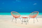 EVRE Goa Coral Bistro Set - 2 Chairs & Glass Top Table for Outdoors view 2