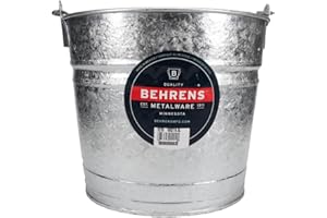 PRO SOURCE PRO-SOURCE Galvanized Steel Round Pail, Gray, 10.25 Inch Height, 11 Inch Top Diameter, 10 Quart Capacity, with Handle