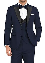 TIJOFA Navy Blue 3 Piece Suits for Men Slim Fit Big