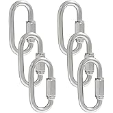 Qjaiune 6Pcs Quick Links 3/16 Inch 304 Stainless Steel D Shape Locking Quick Connector, M5 Quick Link Chain Heavy Duty Durable Chain Connector - 648lbs Capacity