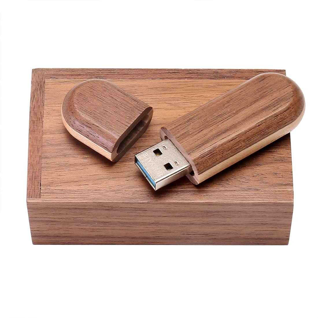 HOZYALE USB Stick Two Color Wood USB 3.0 Flash Drive 64GB Data Storage Memory Stick Memory Stick with Wooden Box
