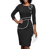 Funeral Church Dresses for Women Formal Long Sleeve Wrap Business Work Dress Vintage Ruched Midi Pencil Dress
