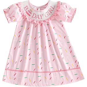 Adobabirl Toddler Baby Girl Smocked Halloween Dress Puff Sleeve Ghost Embroidery Dresses Halloween Outfit for Girls