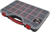 Hilka MO23 23-Inch Parts Organiser 20 Bins Removable Dividers Black Red view 1