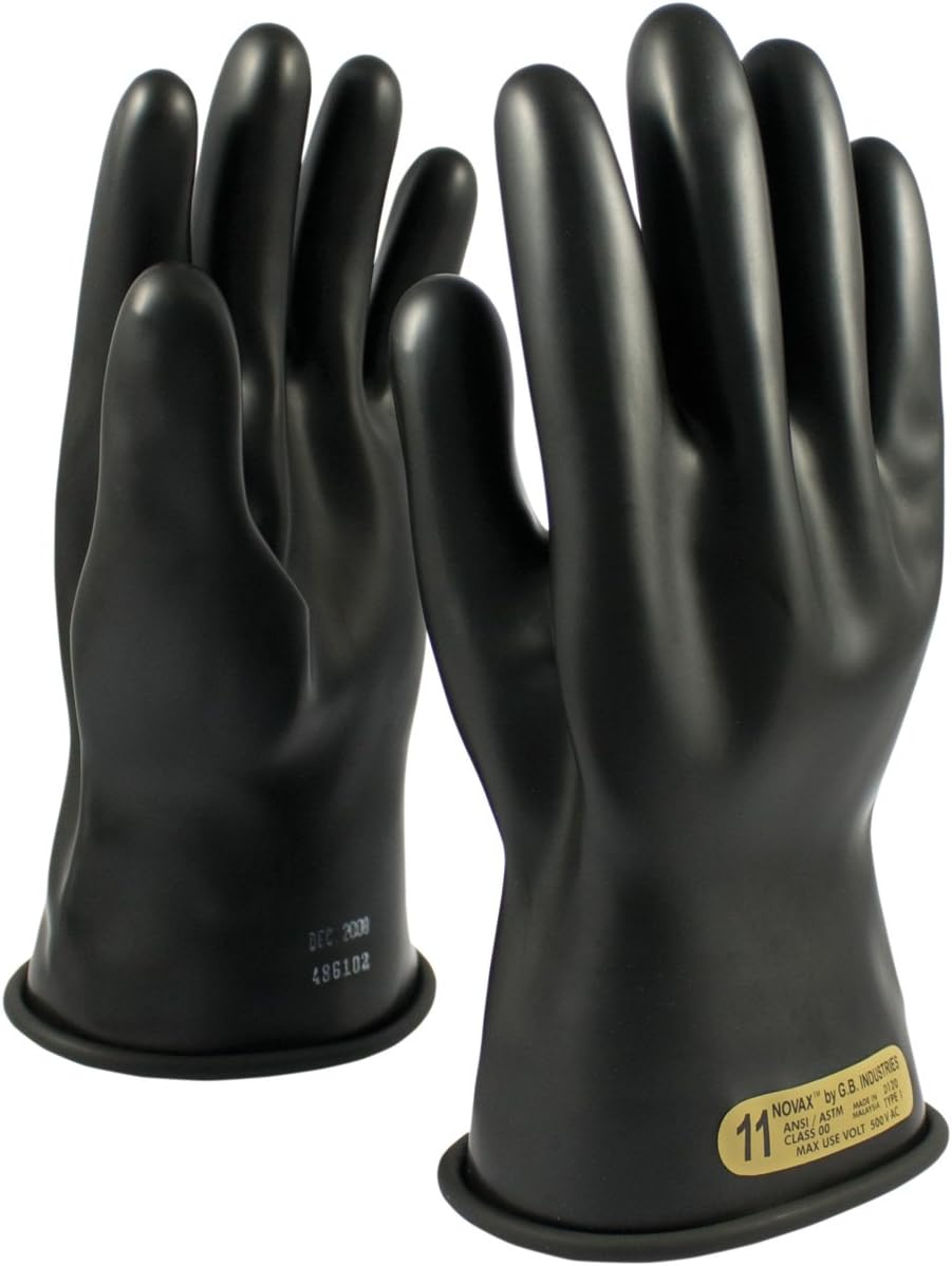 NOVAX 150-00-11/11 Class 00 Rubber Insulating Glove with Straight Cuff, 11"