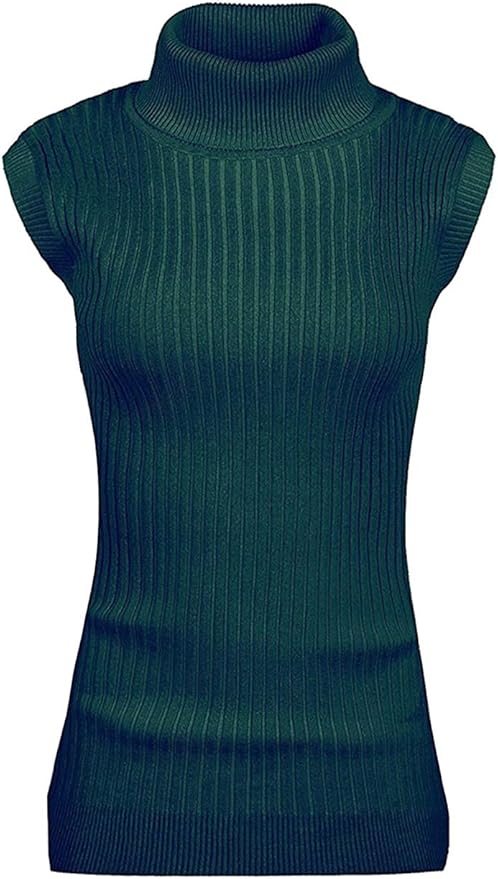 v28 Women Sleeveless High Neck Turtleneck Stretchable Knit Sweater Top at Amazon Womenâs 