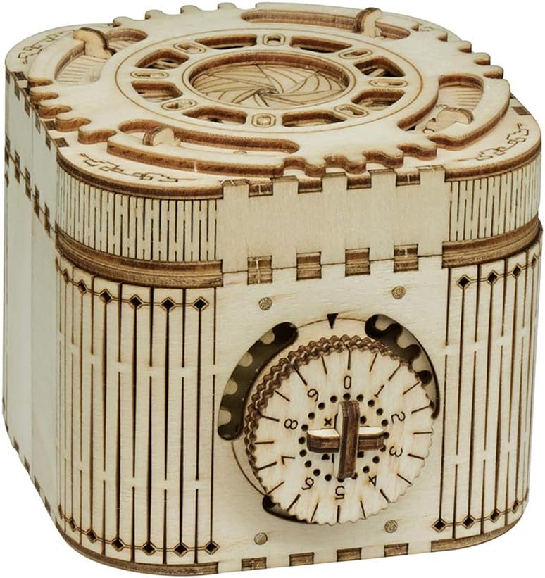 POXL 3D Wooden Puzzles Model, Wooden Password Treasure Box Puzzle Model Kit for Kids and Adults
