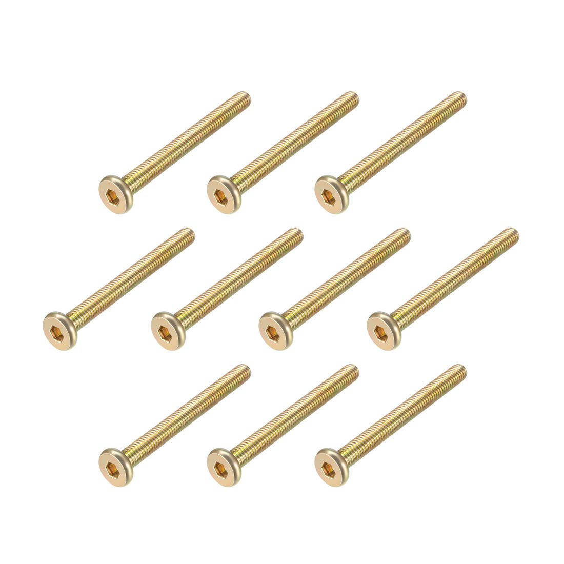 sourcing map M6x60mm Furniture Screw Hex Socket Machine Screws Zinc Plated Fasteners Bolts Full Thread Carbon Steel 10Pcs