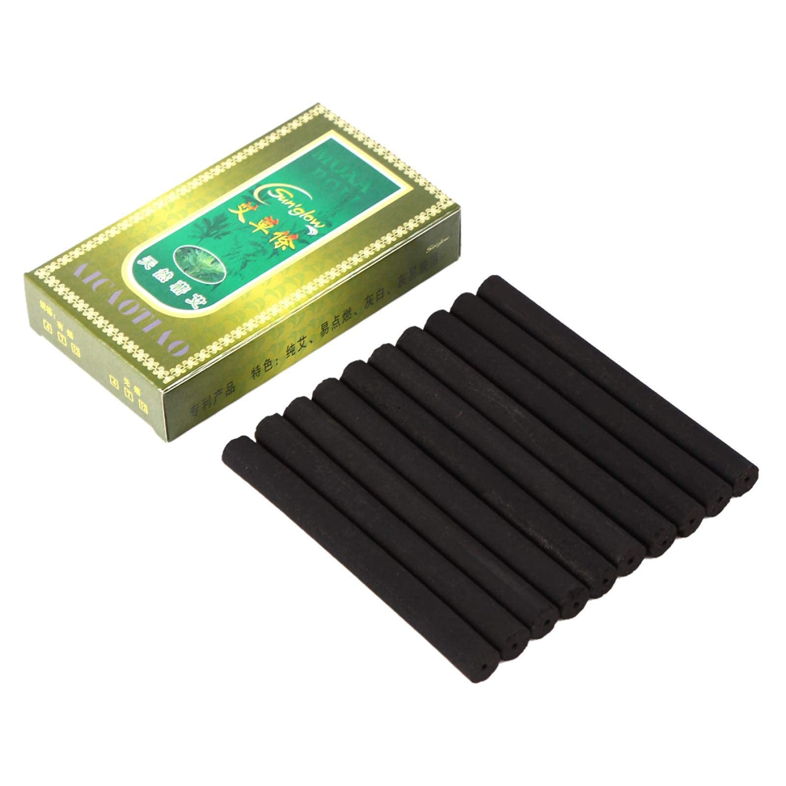 10pcs/box Moxibustion Column Stick,Moxibustion Moxa Stick,Smokeless Moxa Rolls Stick Body Part Healing for Moxa Massage Therapy Treatment Relieve Body Pain,for Moxibustion Therapy, Periods Cramp Pain