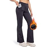 CL convallaria Flare Leggings Women's Fleece Lined Pants Thermal Warm Yoga Pants with Pockets
