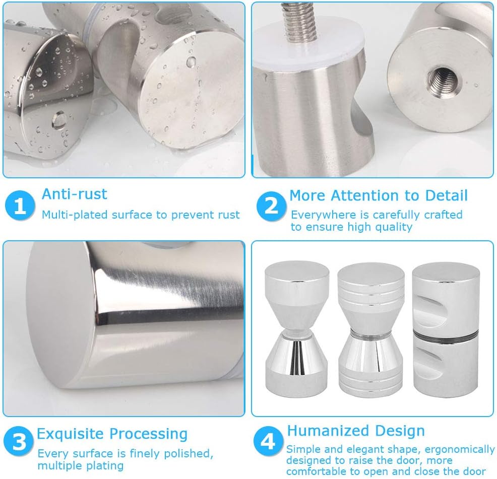 Smandy Shower Door Knob Aluminum Alloy Bath Door Handle Screen Round Back to Back Bathroom Door Handle Knob Replacement for Shower Glass Door (#3) - Image 4