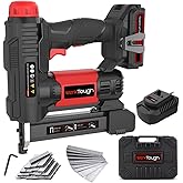 Werktough 20v Cordless Staple Gun Brad Nailer 2 in 1 Aluminum Metal magzine 1 Hour Fast Charger 2000mA Lithium Battery 2000pcs Free Staples(90 4/5”1000+18GA 1”x1000) in Tool Case