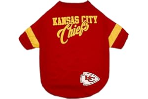 PETS FIRST NFL Kansas City Chiefs T-Shirt for Dogs & Cats, Medium. Football Dog Shirt for NFL Team Fans. New & Updated Fashionable Stripe Design, Durable & Cute Sports PET TEE Shirt Outfit