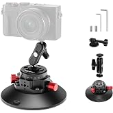 NEEWER 6"/15.2cm Camera Suction Cup Mount with Ball Head Magic Arm, Metal | Car Windshield/Dash Suction Cup Mount for Camera/Action Cam/Phone Holder, 1/4" &amp; 3/8" Mounting Holes for ARRI