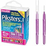 Piksters Interdental Brushes Size 1, 40 pk with Connector Cap, Gum Safe