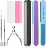 WOVTE 11pc Nail File Set Buffer Blocks Cuticle Nipper Pusher Manicure Tools view 1