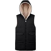 GOKTOW Womens Fall Long Puffer Vest 2025 - Reversible Sleeveless, Hoodie with Pockets Jacket, Warm Winter Coat Outerwear