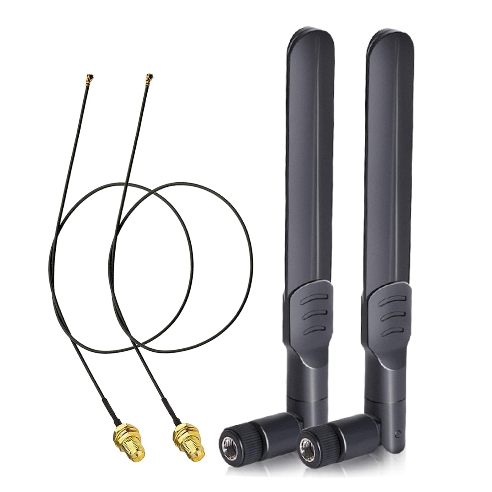 Bingfu WiFi Antenna Aerial 2.4GHz 5GHz 5.8GHz 8dBi RP-SMA Male Antenna & 25cm RP-SMA Female to M.2 NGFF Extension Pigtail Cable 2-Pack for M.2 NGFF Intel Wireless Network Card WiFi Adapter Laptop