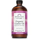 Heritage Store Organic Castor, Glass Bottle, Cold Pressed, Rich Hydration for Hair & Skin, Bold Lashes & Brows | 16oz