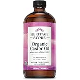 HERITAGE STORE Organic Castor Oil - Glass Bottle - Nourishing Treatment for Hair and Skin - Eyelash Serum for Eyelashes, Brow