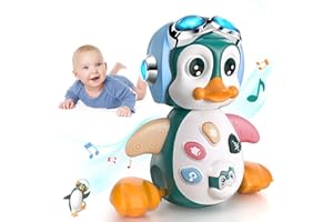 MOONTOY Baby Musical Penguin Toys Crawling Walking Moving Tummy Time Light Up Infant Toys 0-3 3-6 Month Baby Toys 6-12 12-18 Months Interactive Learning Toddler Birthday Gift for 1 Year Old Boys Girls