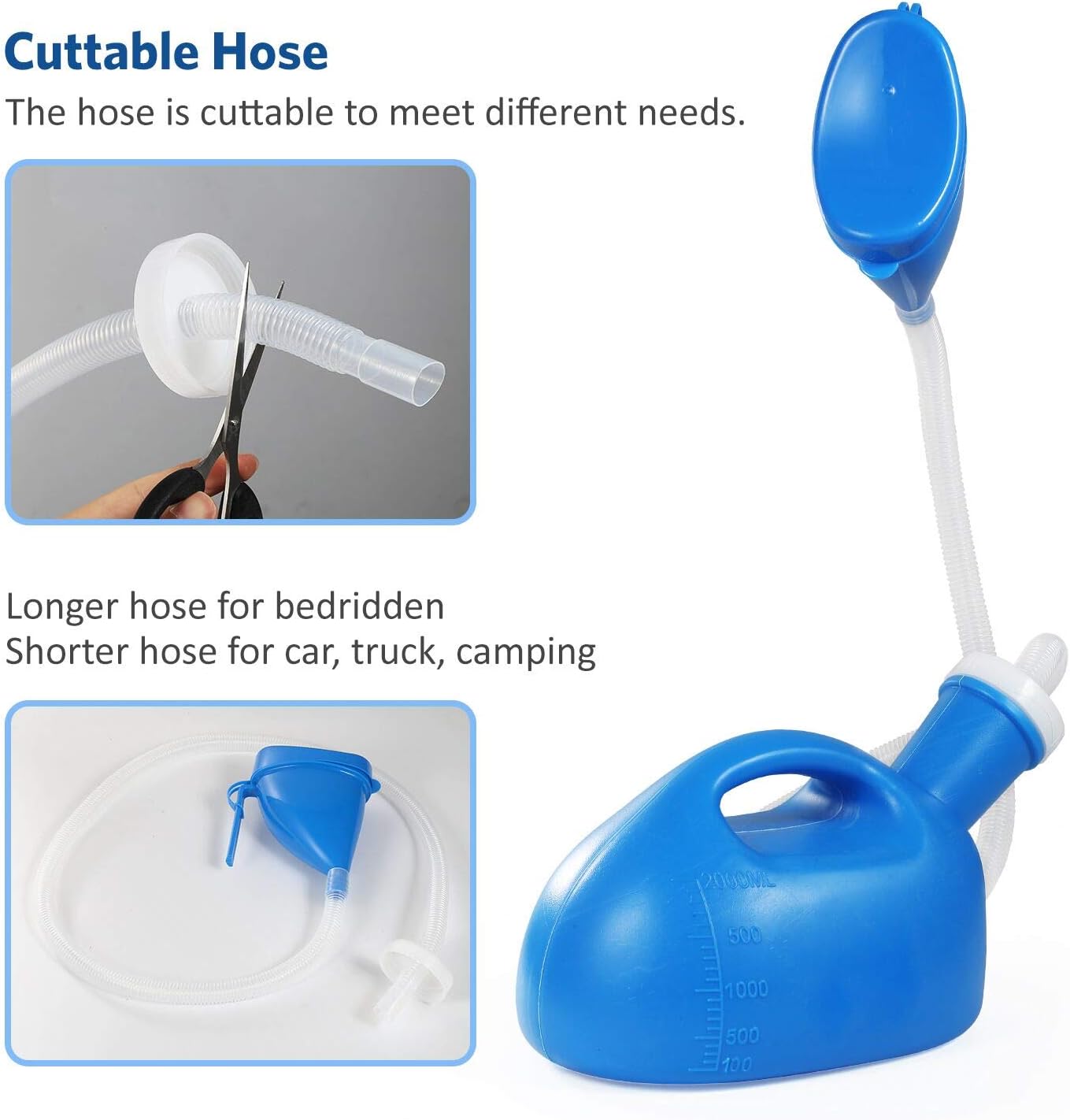 ONEDONE Female Urinal 2000ML Portable Urinal for Women Upgraded Soft Urinal Funnel Bedside Urinal for Hospital Camping Car Travel Bed: Home Improvement