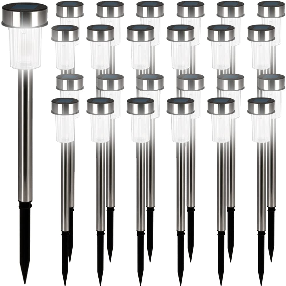 Solar LED lamp — Stainless steel solar garden lamp, 1 unit